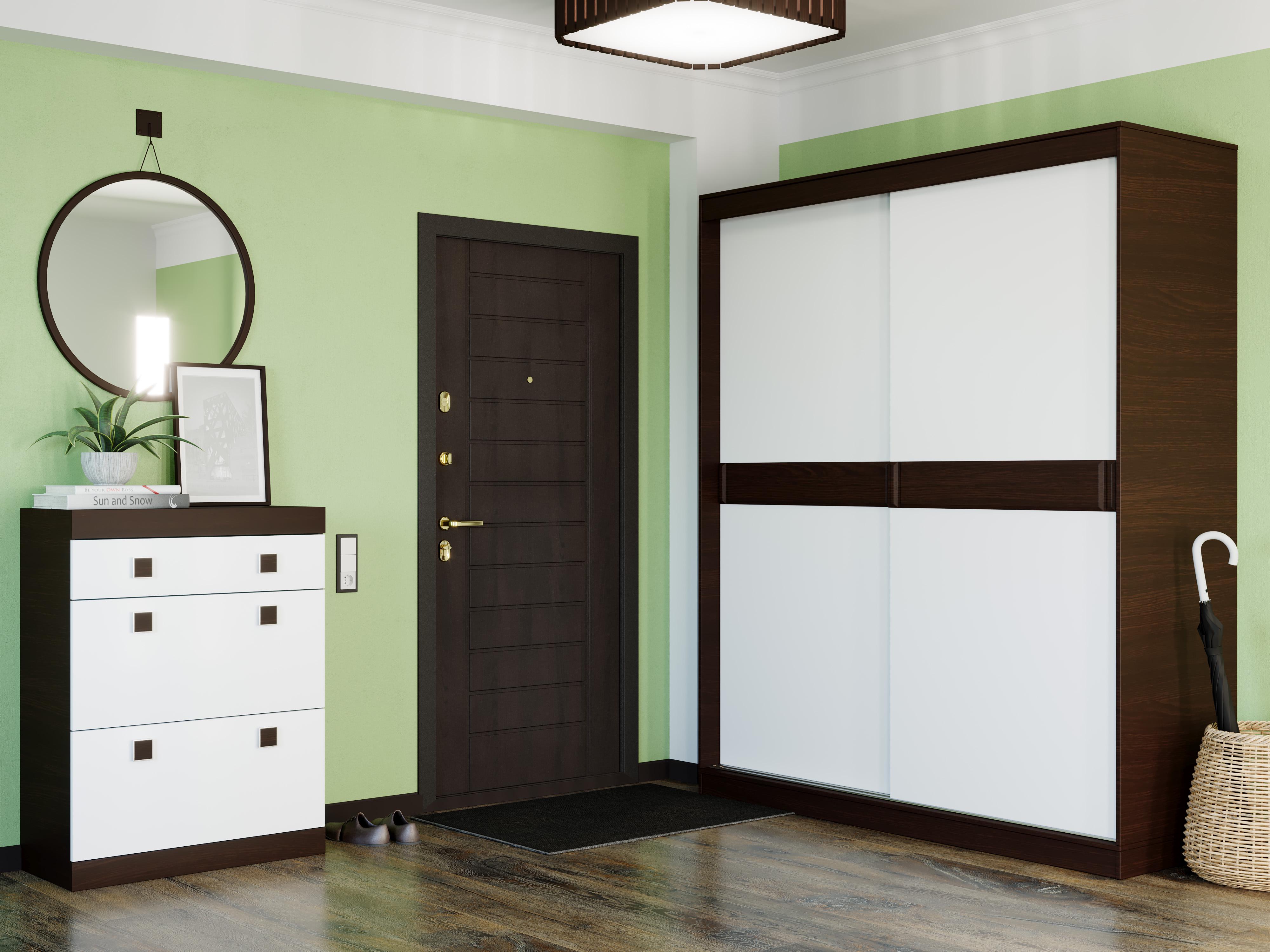 Прихожая Эверест Соната Комплект 11 260х60х217 см Венге темный/Белый (02292)