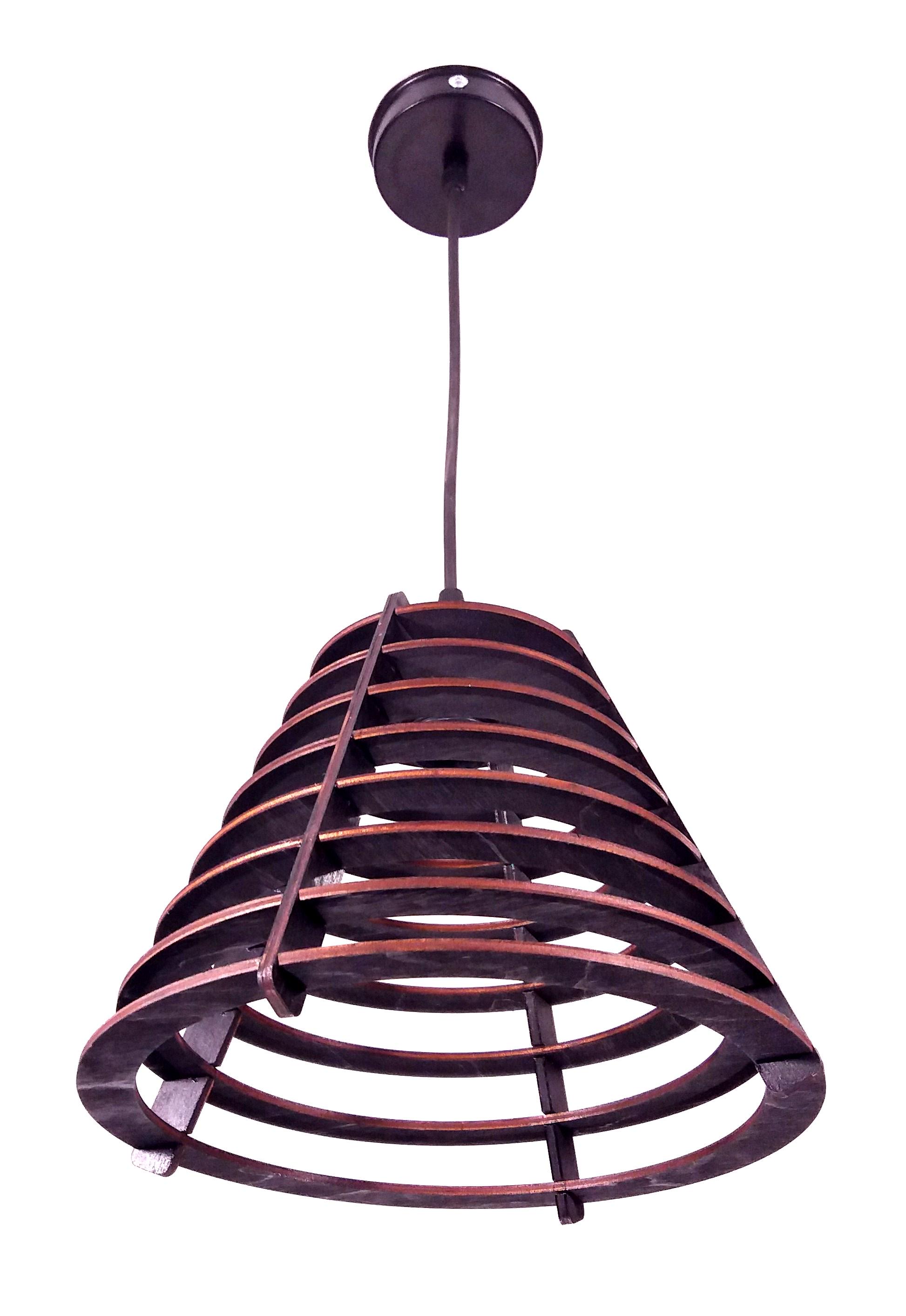 Люстра деревянная Подвес Конус круг Черный