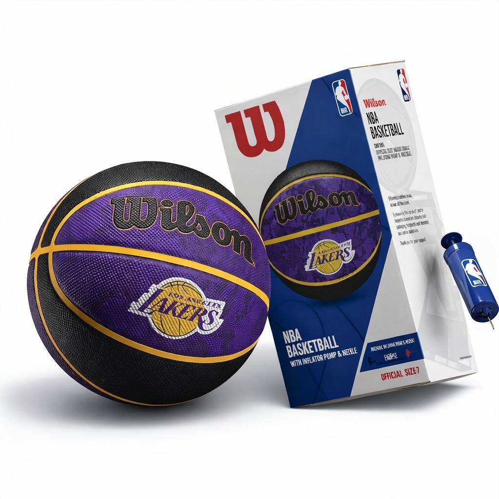 М'яч баскетбольний в подарунковій коробці/насос Wilson NBA TEAM TIEDYE BSKT LA LAKERS SI size 7 (WZ4007803XP)