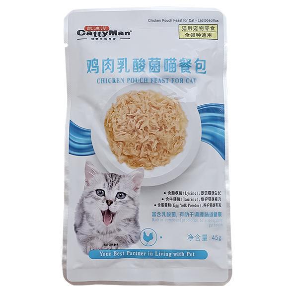 Корм влажный CattyMan Lactobacillus Chicken Feast для кошек пробиотик курица в желе 45 г