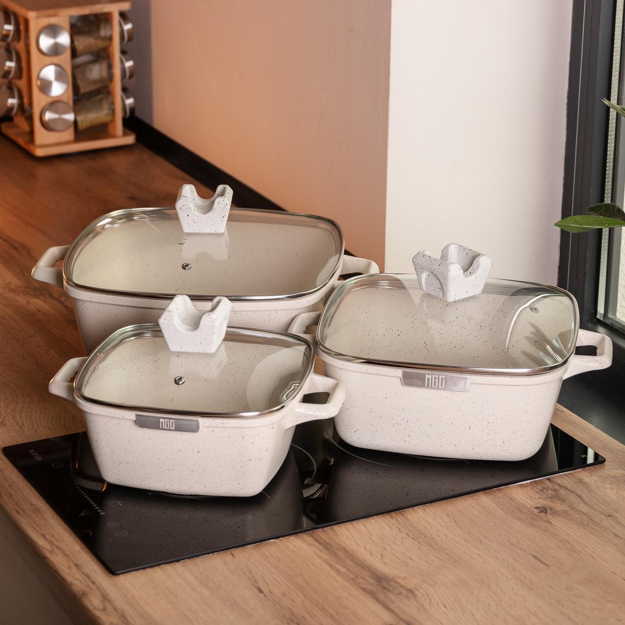 Набор кастрюль квадратных MGC алюминий 20/24/28 см 3 шт. - фото 5 Набор кастрюль квадратных MGC алюминий 20/24/28 см 3 шт. - фото 5