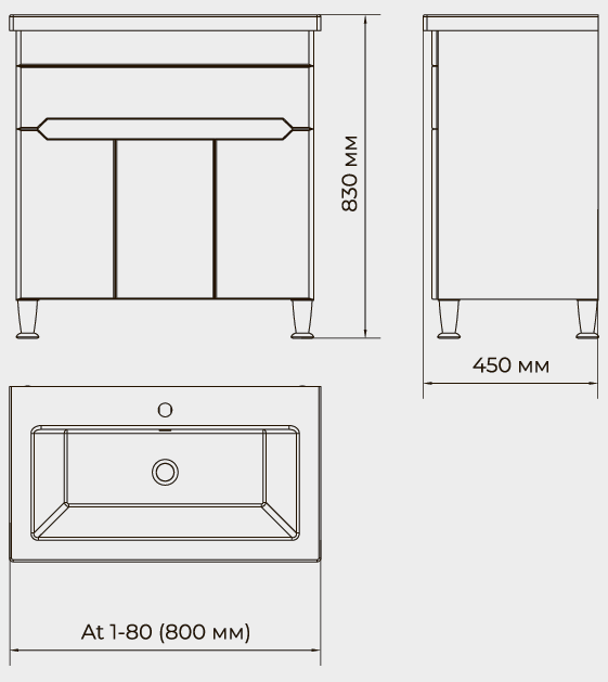 Тумба для ванной комнаты ВанЛанд At 1-80 Allet c умивальником Немі 80 (00091VAN) - фото 3