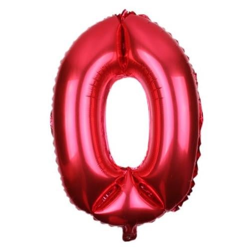 Шарик цифра 0 без гелия фольга 70 см Красный (9812)