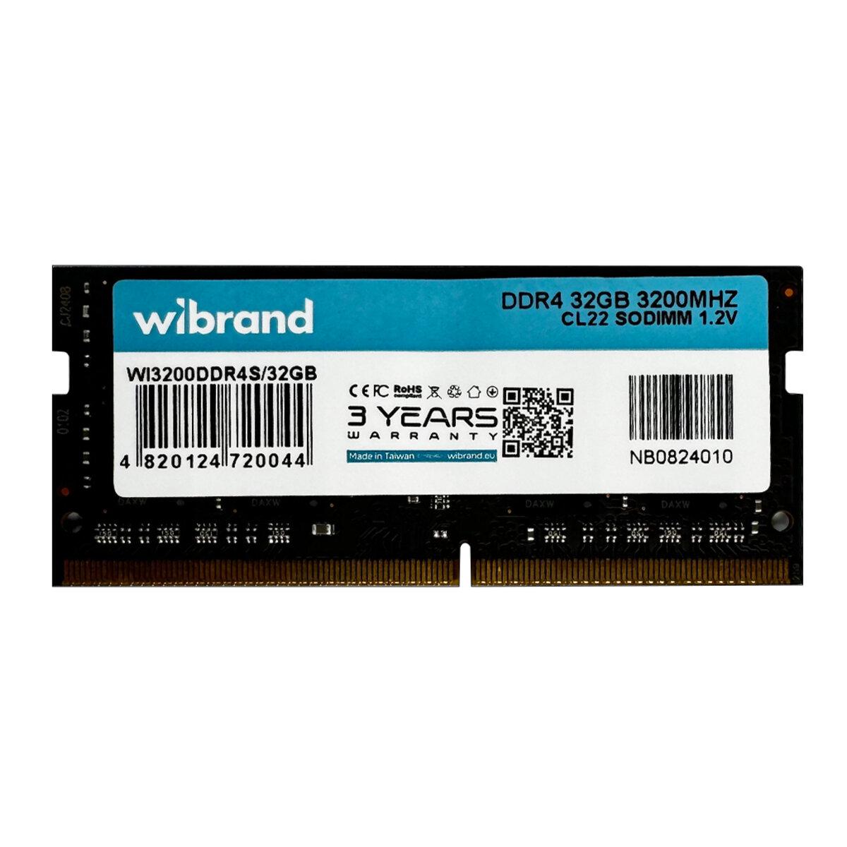 Память для ноутбука оперативная DDR4 Wibrand 32 Gb 3200 МГц CL22 SODIMM (606270) - фото 2