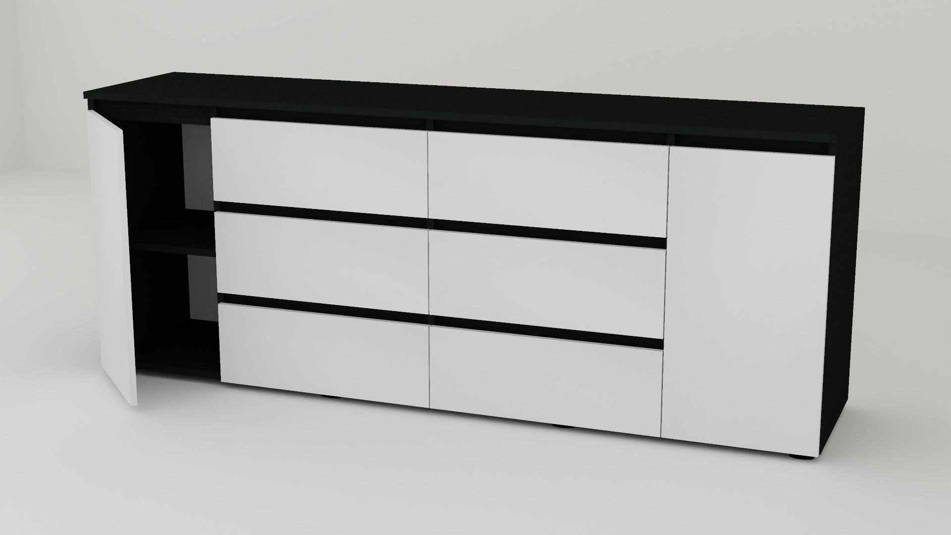 Комод Алекса СН-1331/45 190х45х75 см Белый/Антрацитовый