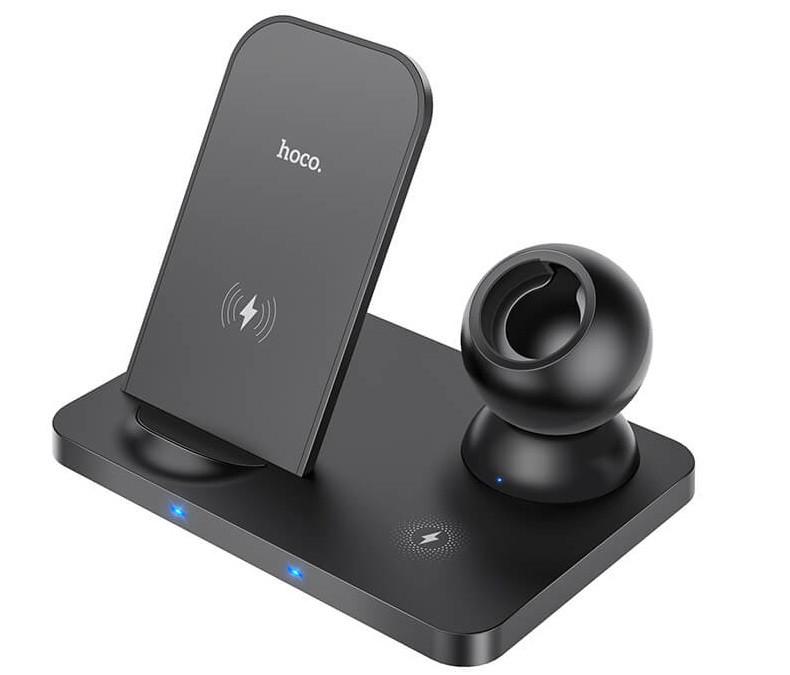 Зарядний пристрій бездротовий Hoco CW33 Qi 3в1 Чорний (1456270603)
