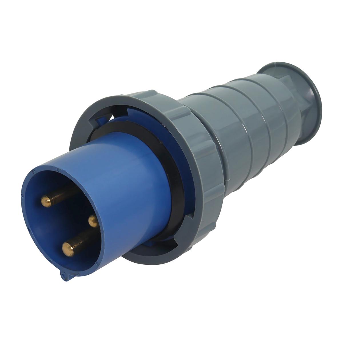 Силовая вилка UEC 2P+PE 63А 230V переносная IP67 Синий (HPC-P033-063-3-IP67-U)