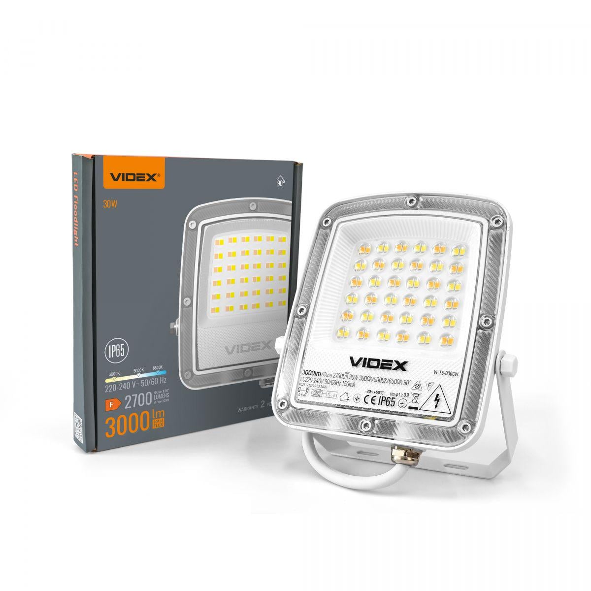 Прожектор Videx F5 30W 3000-5000-6500K 230V White (VL-F5-030CW)