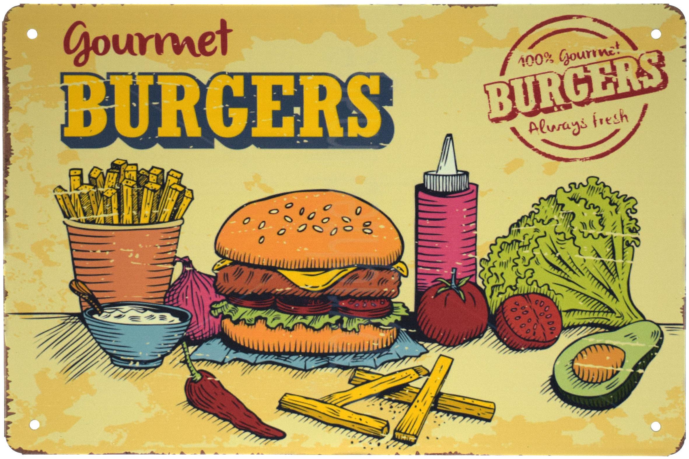 Табличка металева Гамбургери Для Гурманів/Gourmet Burgers 20x30 см
