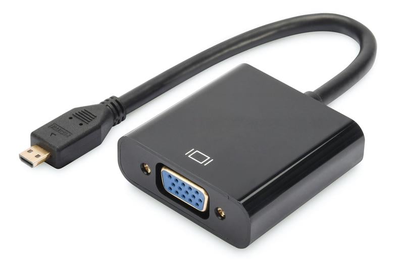 Перехідник Digitus Micro-HDMI - VGA Full HD Чорний (ERC-DA-70460) - фото 1