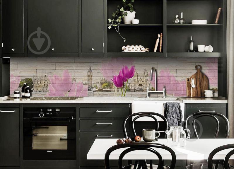 Наклейка виниловая кухонный фартук Zatarga "Весна в Лондоне" 600х2500 мм Наклейка виниловая кухонный фартук Zatarga "Весна в Лондоне" 600х2500 мм