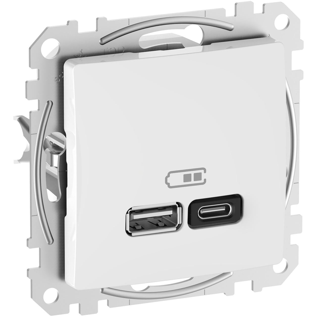 Розетка Schneider Electric Sedna Design&Elements PC USB A+C 3A 45 Вт 71х71х37 мм Белый (SDD111404)
