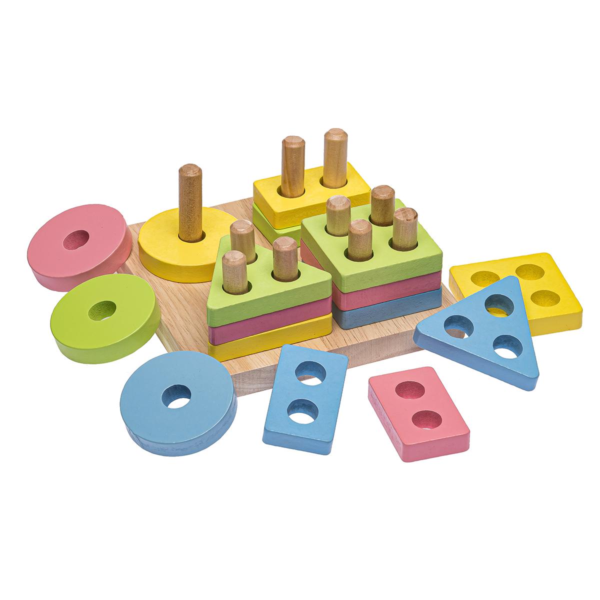 Деревянный конструктор геометрический сортер Разноцветный - фото 2 Деревянный конструктор геометрический сортер Разноцветный - фото 2