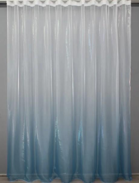 Тюль растяжка Омбре органза Белый/Голубой (1389т)