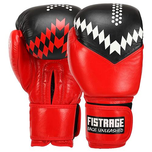 Боксерские перчатки кожаные FISTRAGE VL-7828 10 унций Красно-черный (31493033)