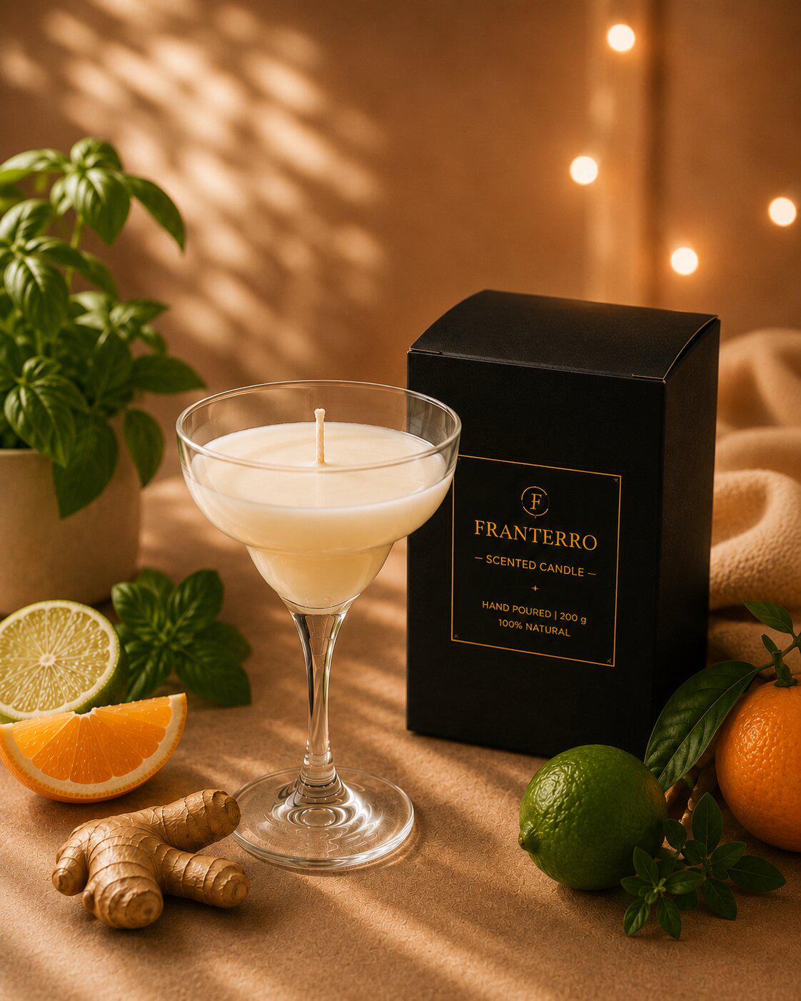 Свеча ароматическая Franterro Lemongrass/Basil/Ginger/Lime/Orange/Mandarin 200 г (FRN-1043)