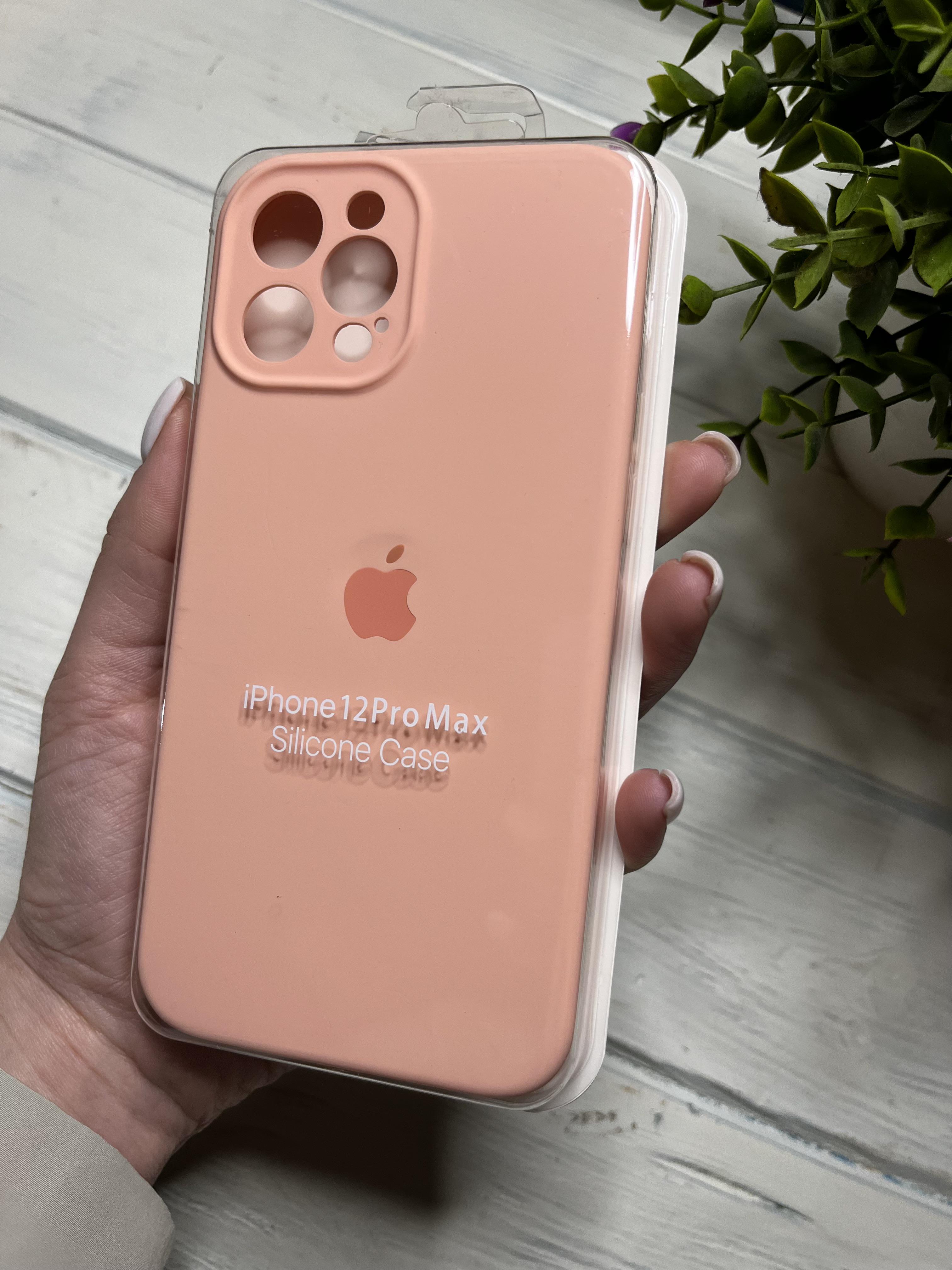 Чехол накладка на iPhone (Айфон) 12 Pro Max квадратные борта silicone case full camera Apple