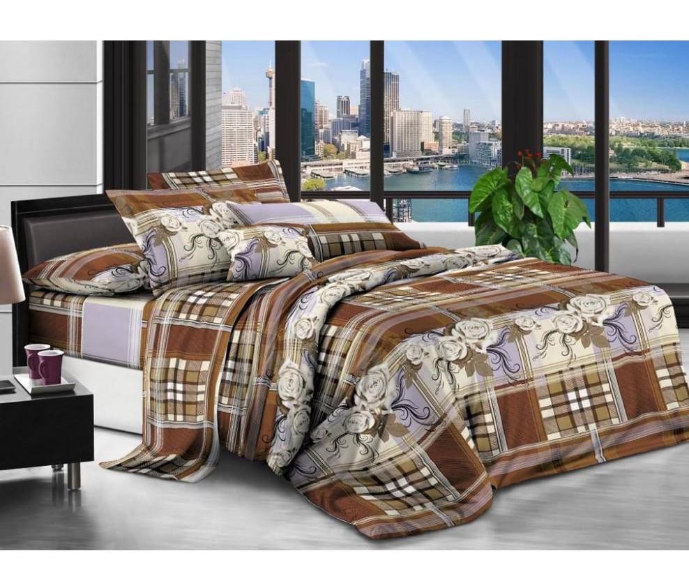 Комплект постельного белья Vital-Textile Бязь 3D Premium полуторный 150х220 см Белый/Бежевый/Коричневый (BP1.5-133)
