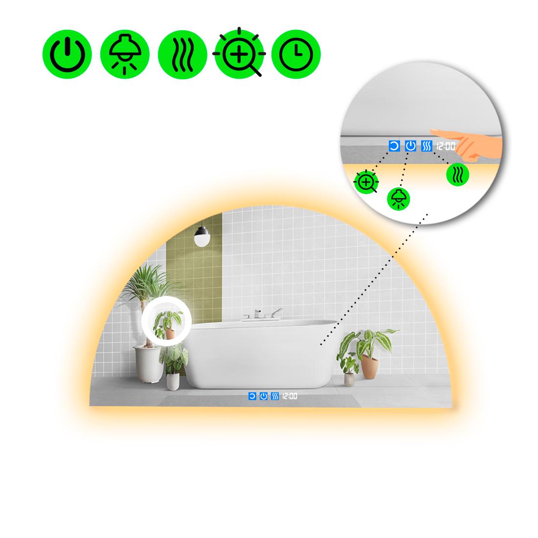 Зеркало с LED подсветкой Cerhio 2 с тремя сенсорами 100x50 см (8738592)