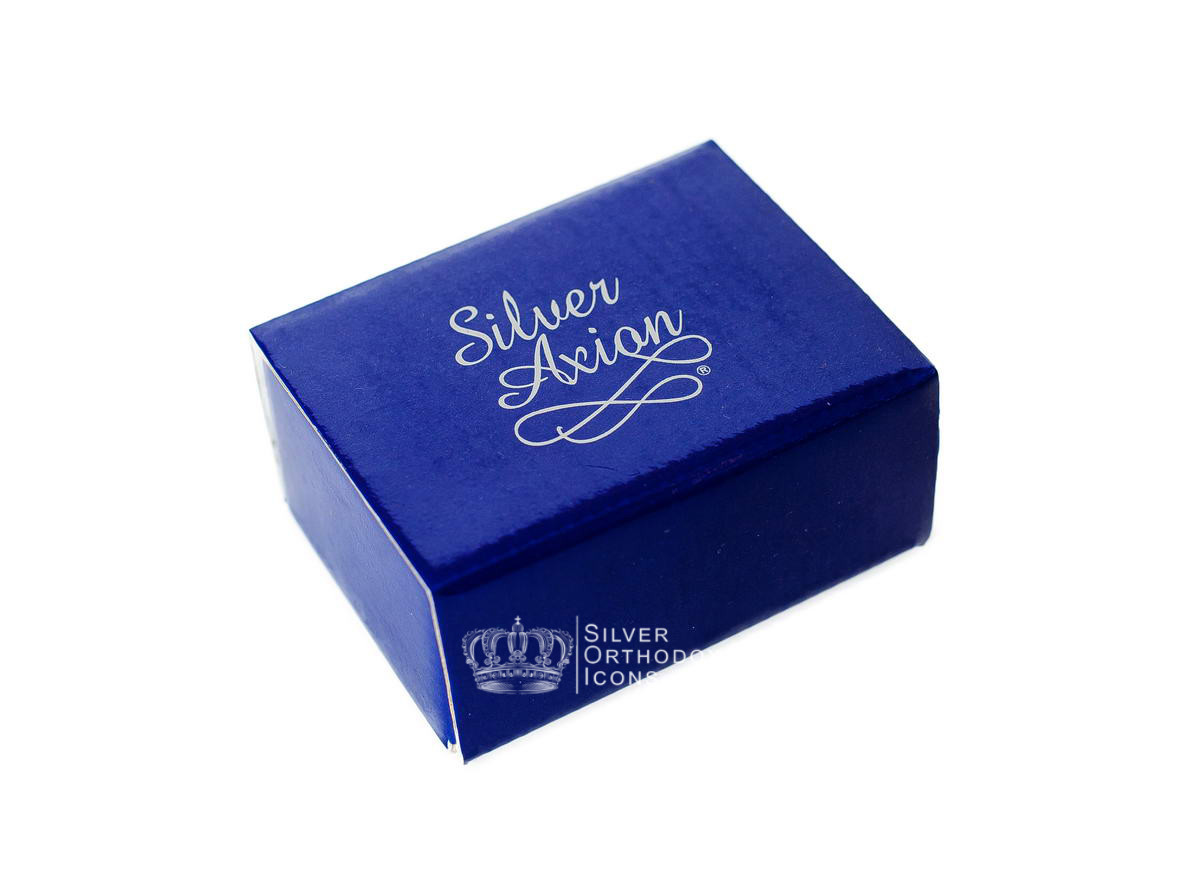 Ікона cрібна Ангел Охоронець в синьому муранському склі 7х9 см - фото 4