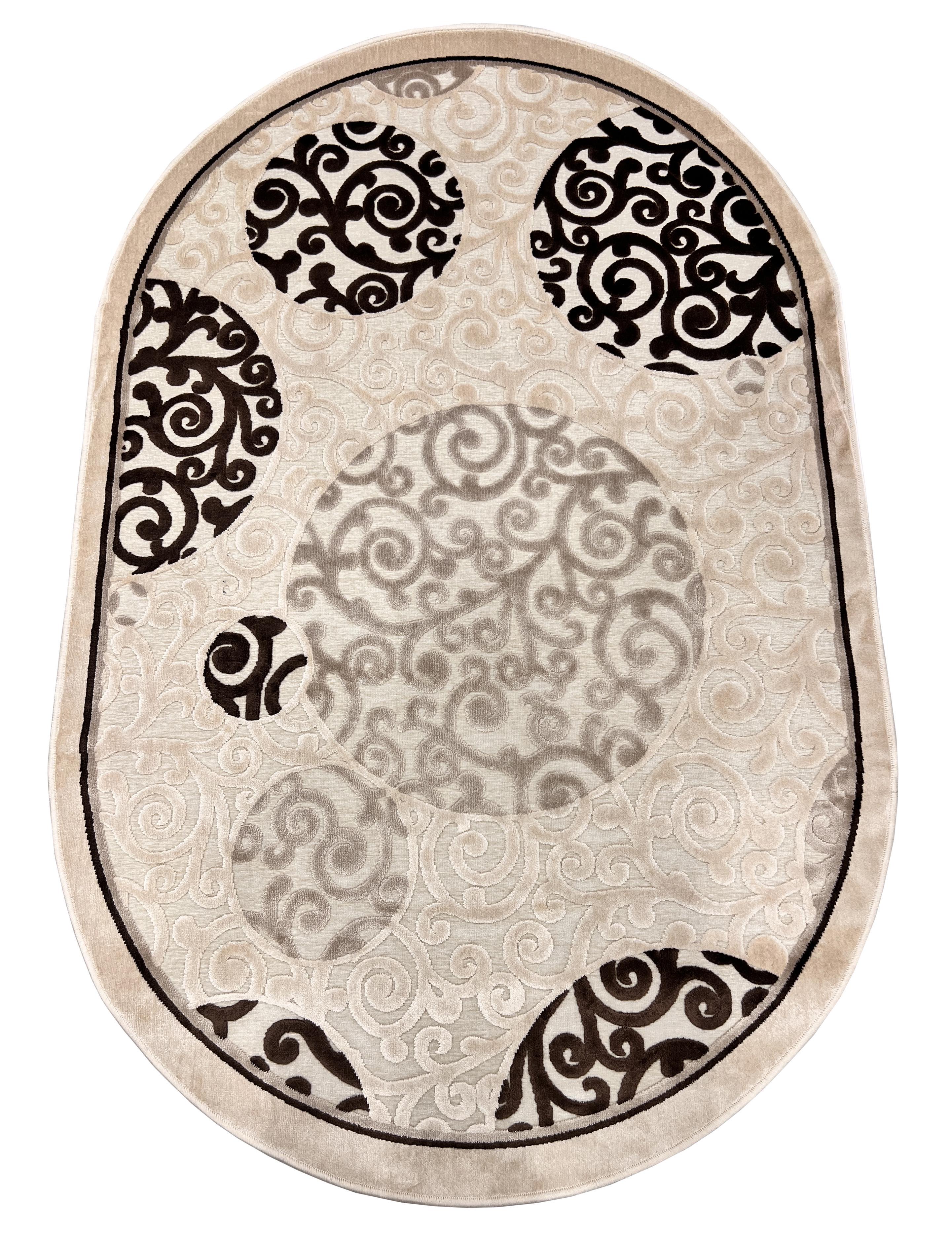 Ковер вискозный Sanat Acoustic овал 120х180 см Бежевый (12304О)