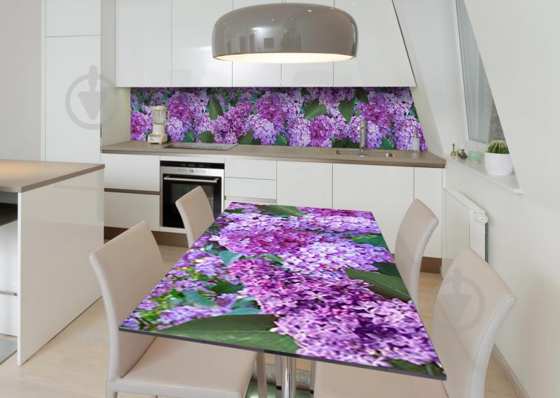 Наклейка 3Д виниловая на стол Zatarga «Сирень в цвету» 600х1200 мм для домов, квартир, столов, кофейн, кафе