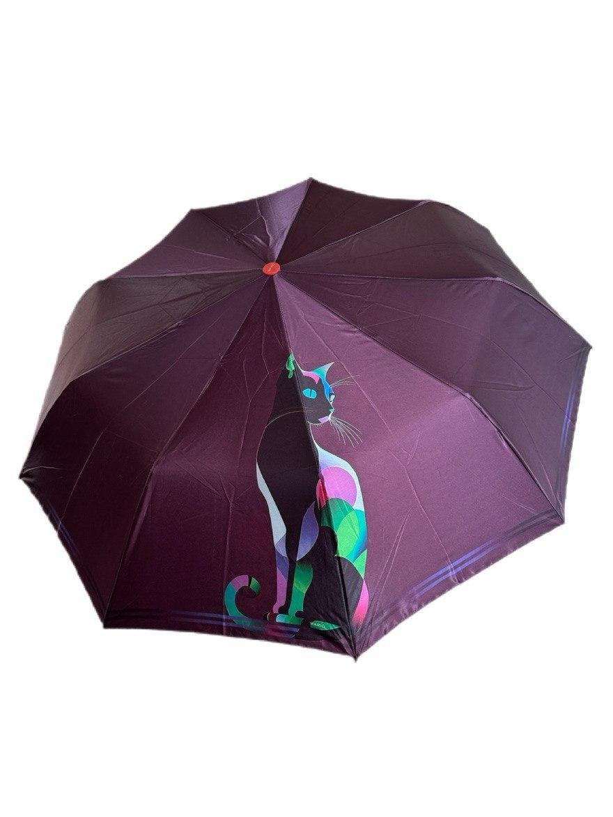 Парасолька напівавтомат Mario з принтом Кішка антивітер Фіолетовий (210/4) - фото 1