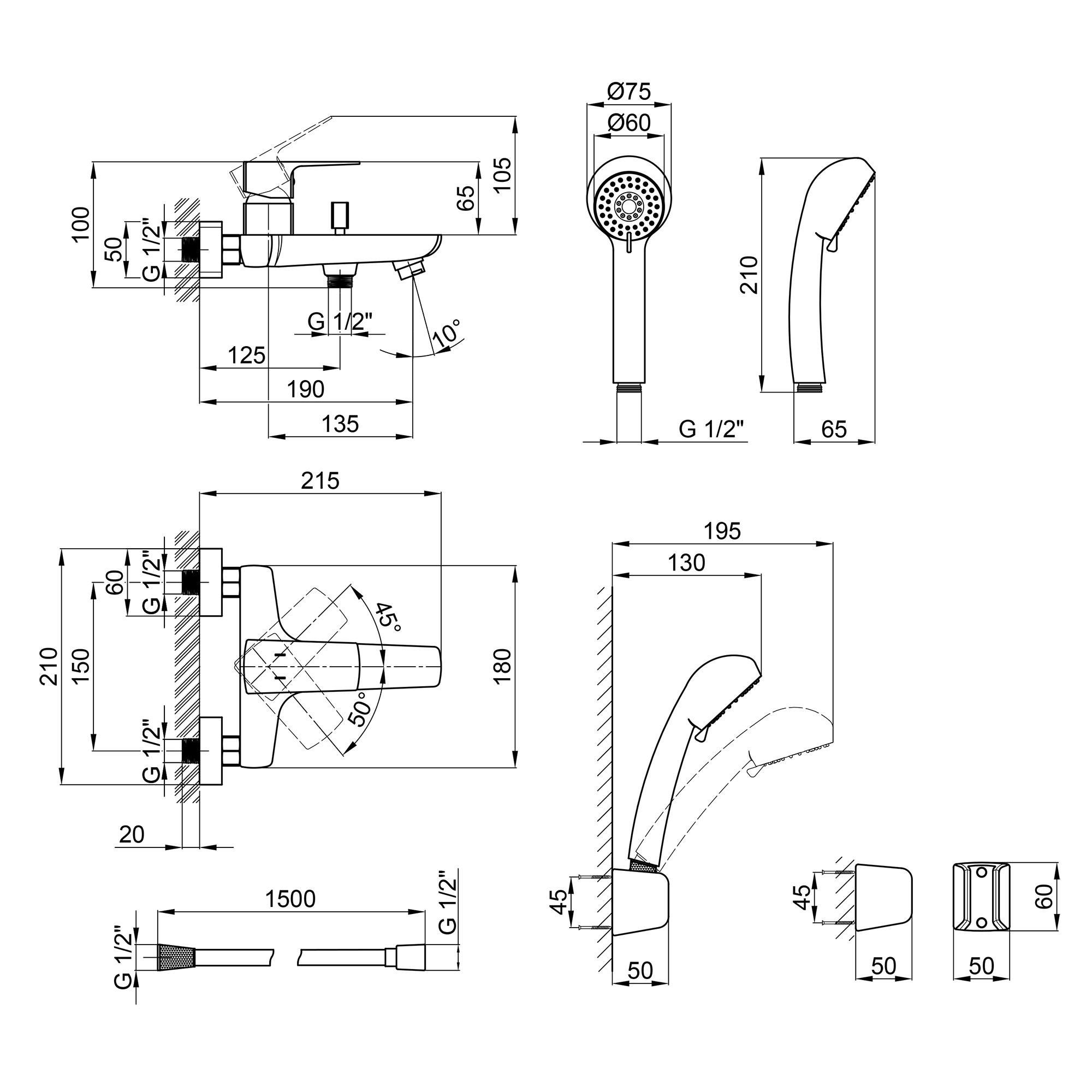 Смеситель для ванны Qtap Letel 3053104GC (QTLTL3053104GC) - фото 2