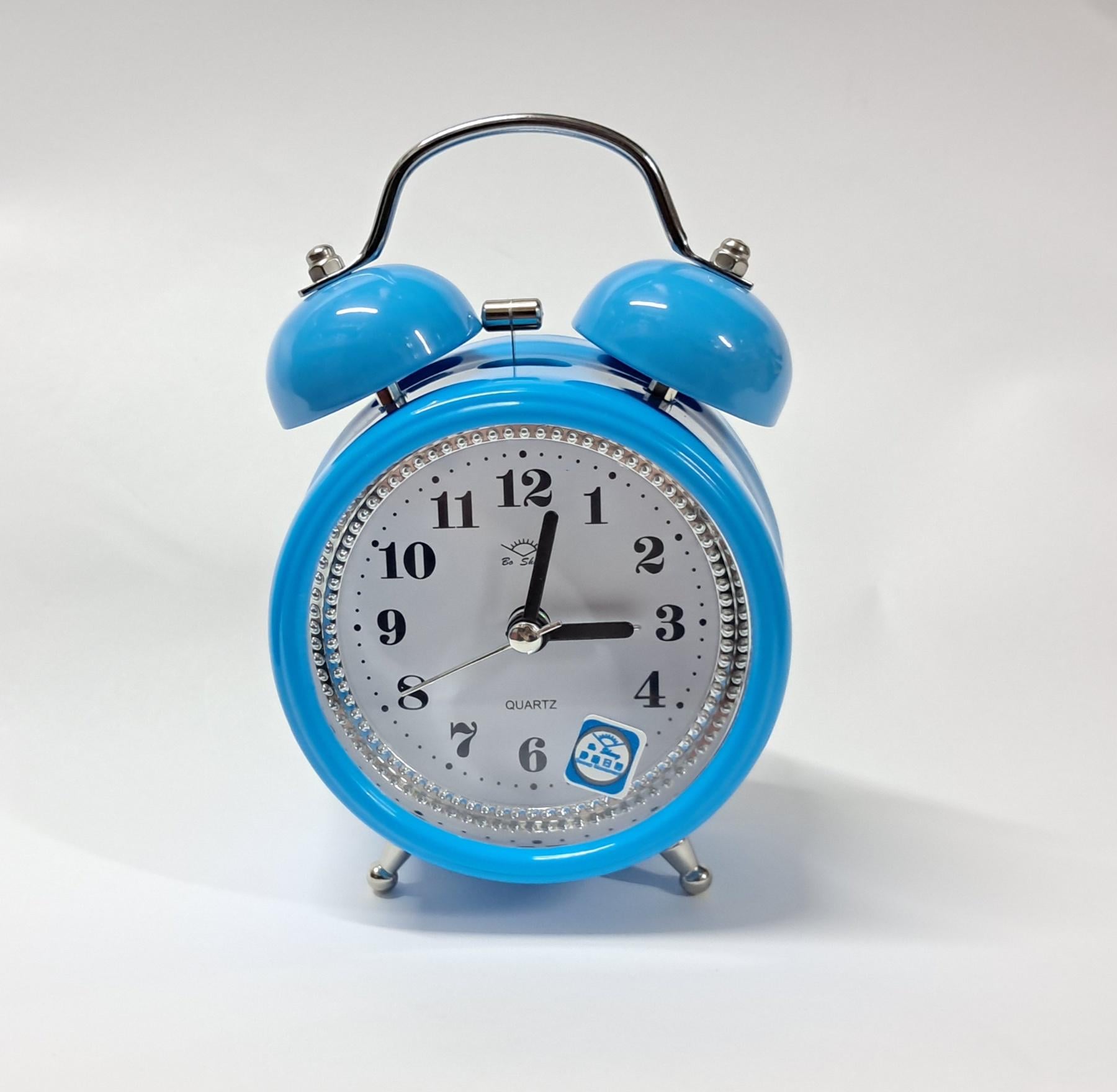 Часы настольные с будильником стальные Синий (HG-34R1)