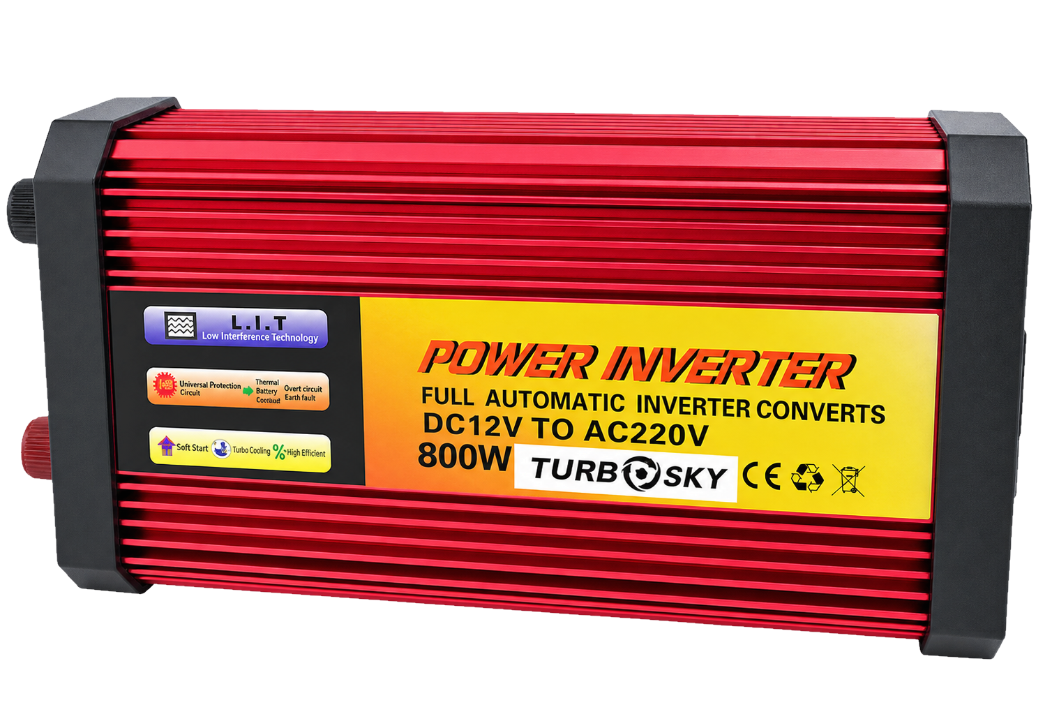 Автомобильный инвертор TurboSky 800W 12-220V DC-AC алюминиевый корпус