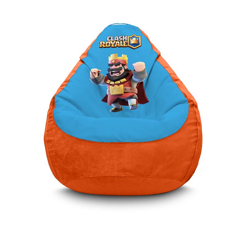 Кресло мешок iPuff Clash Royale Angry king Флок XXXL 100х135 см Оранжевый