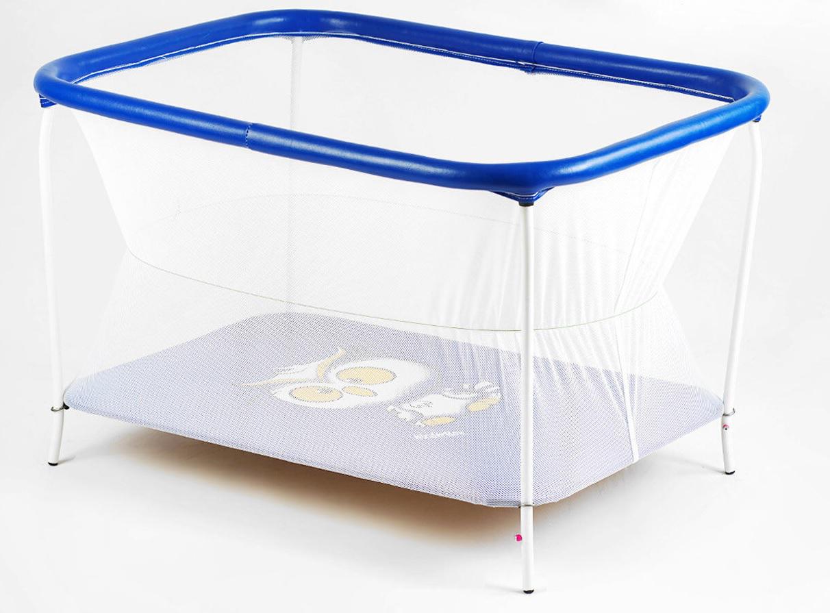Манеж Сова прямоугольный мягкое дно евросетка без ручки Blue (147284)