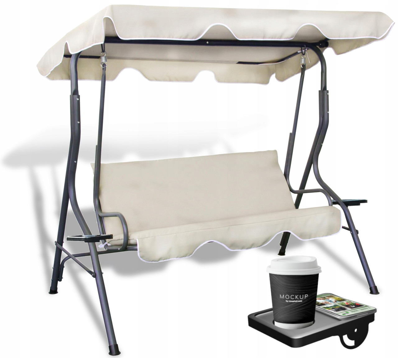 Садовые качели GardenLine VIP 170х110х153см Beige (63ecfacc222710731d1ab6d3) - фото 2