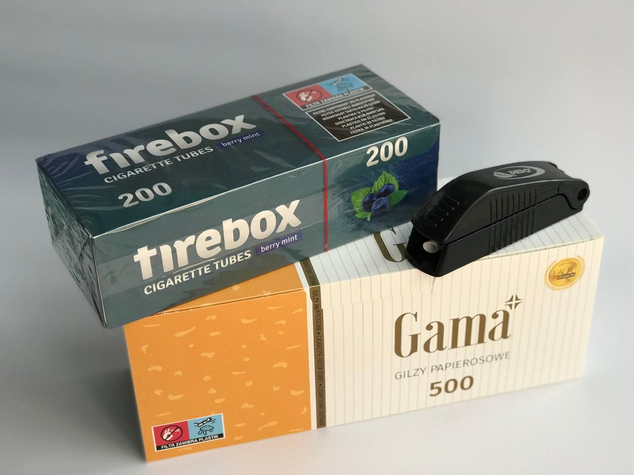 Набор машинка для набивки сигарет DEDO/гильзы Gama 500 шт./ароматизированые гильзы Firebox BerryMint 200 шт. (87691)