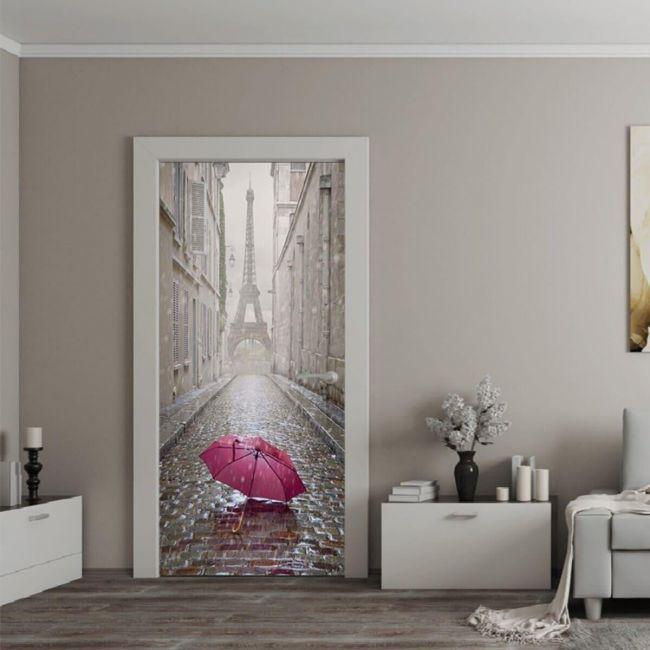 Наклейка интерьерная на двери Sticker Wall SW-00000964 Дождливый Париж 104х210 см