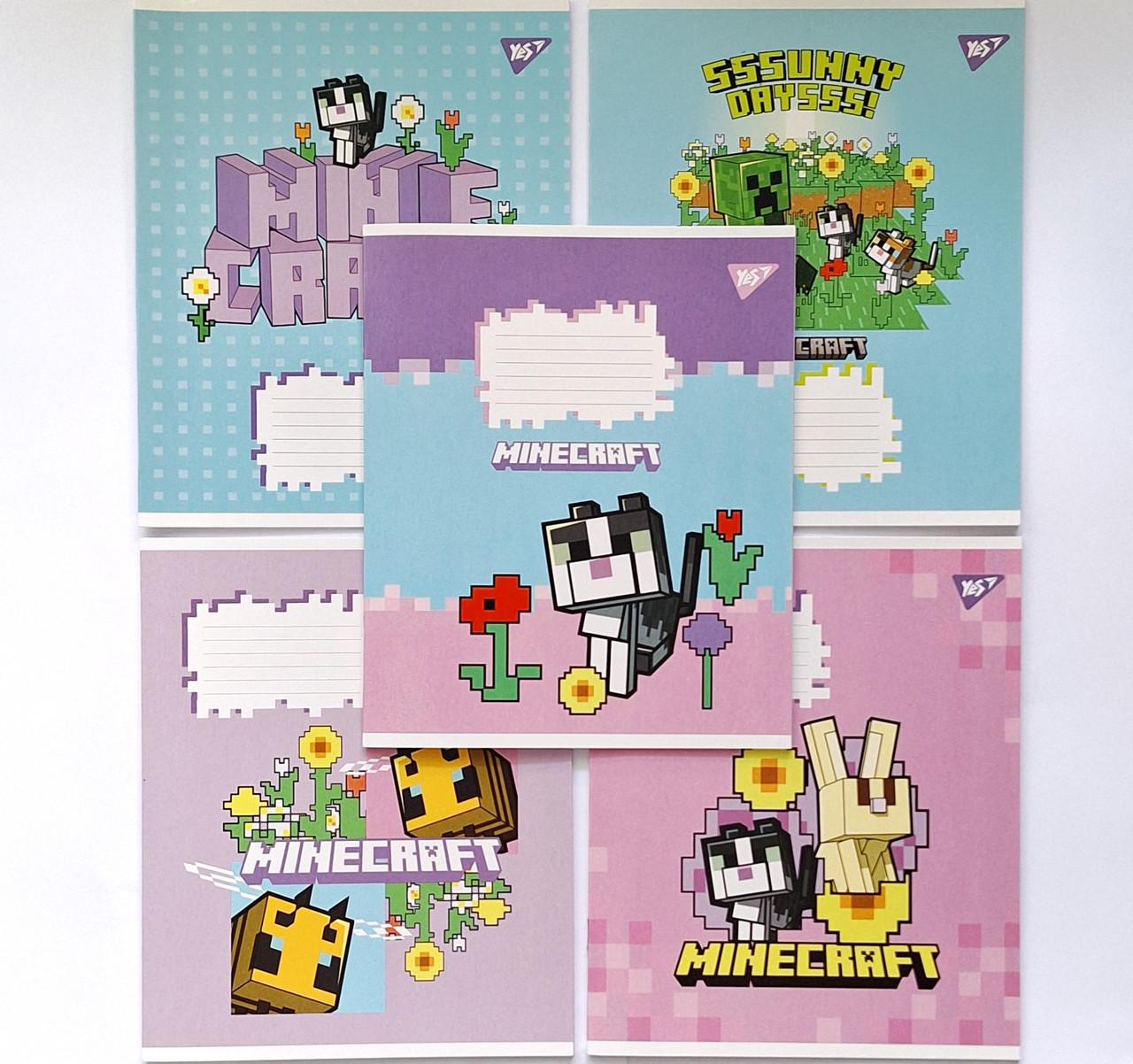 Комплект тетрадей школьный YES Minecraft Flowers для девочки А5/18 клетка 5 шт. (767586)