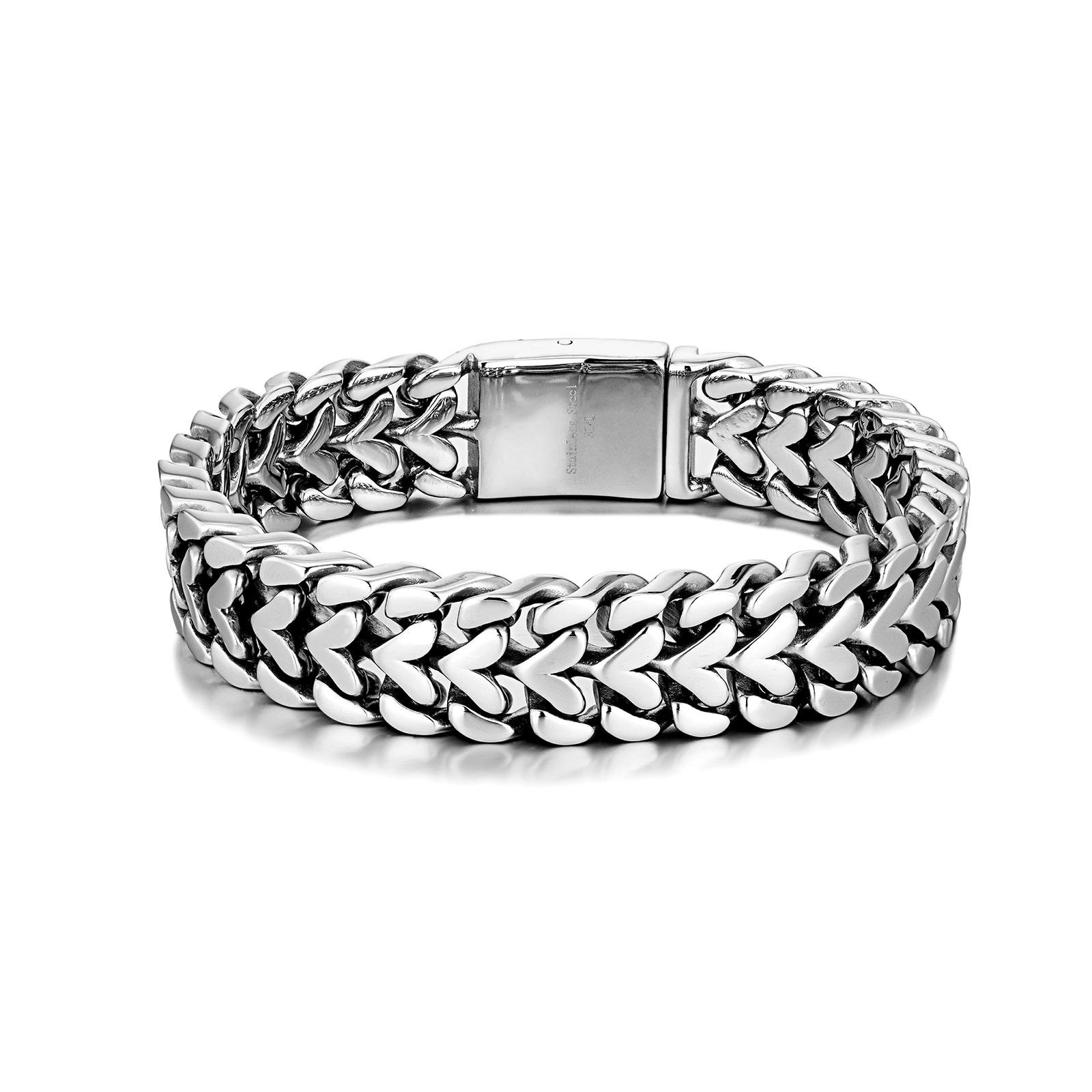 Браслет мужской из нержавеющей медицинской стали сердце 16 мм 22 см (BS-315)