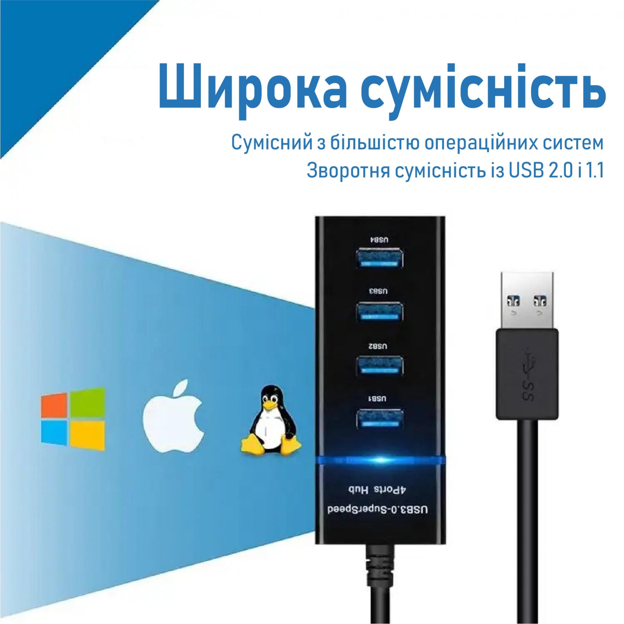 USB-хаб XON SmartHub Switch 4хUSB 3.0 Черный (UHASP040043B 4972) - фото 5