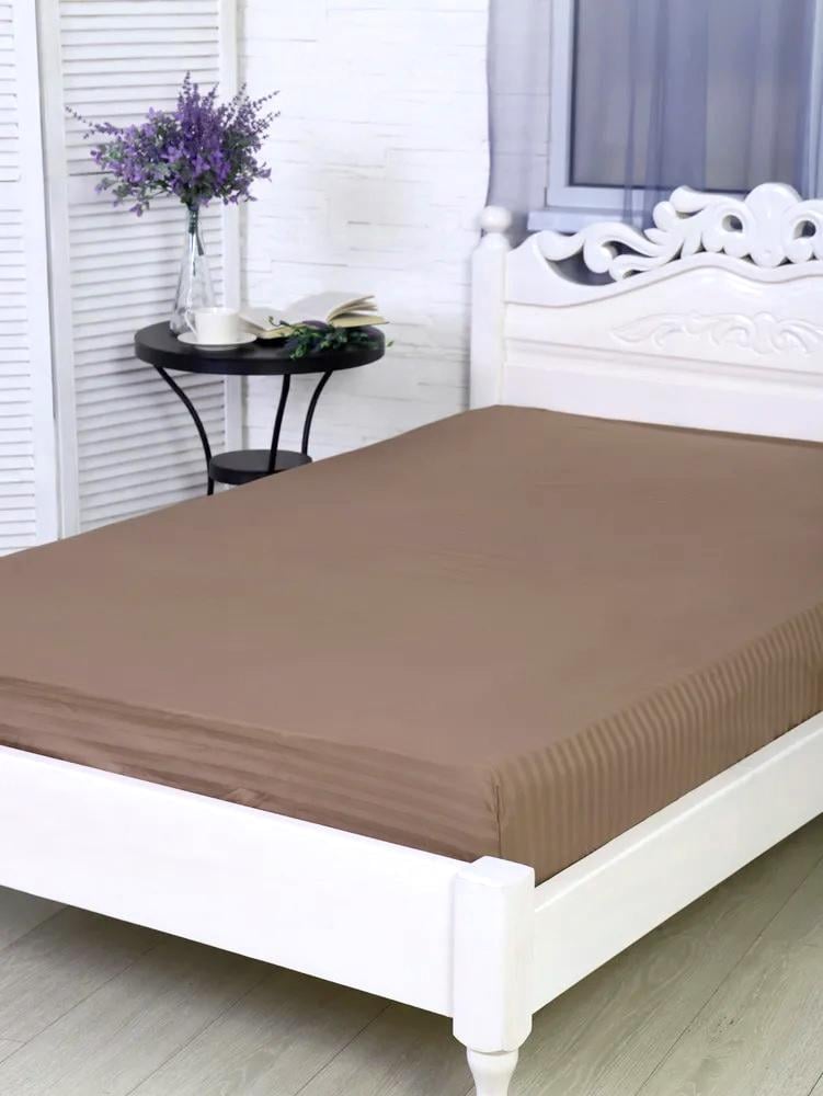 Простынь на резинке Lighthouse Sateen Stripe 180х200+25 см Brown