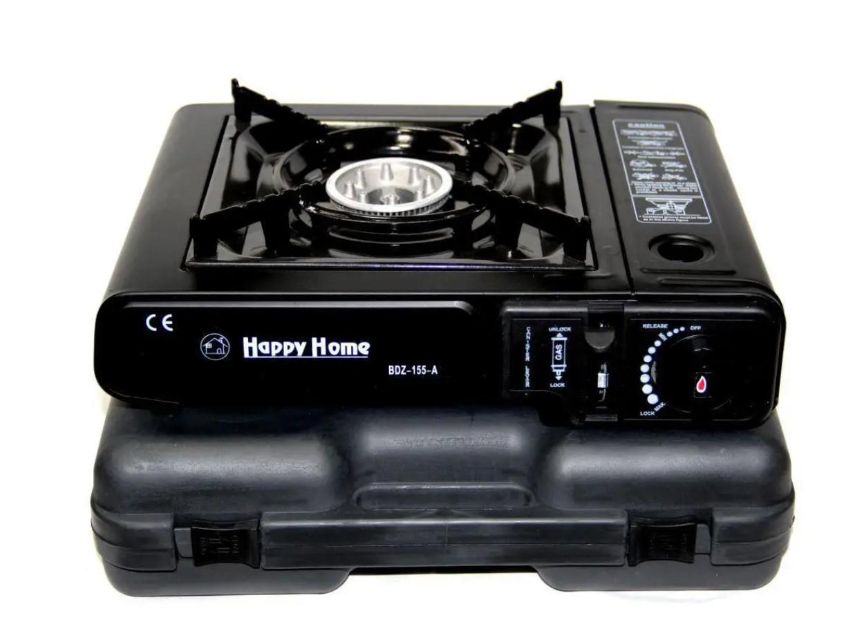 Газовая плита туристическая Happy Home с портативным пластиковым кейсом 2300 Вт Черный (1000-155А-Zabi)