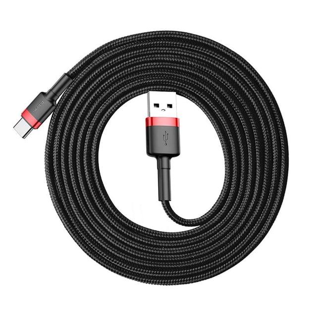 Кабель для быстрой зарядки BASEUS Cafule Cable USB to Type-C  2 A 2 м Black/Red (CATKLF-C91) - фото 6