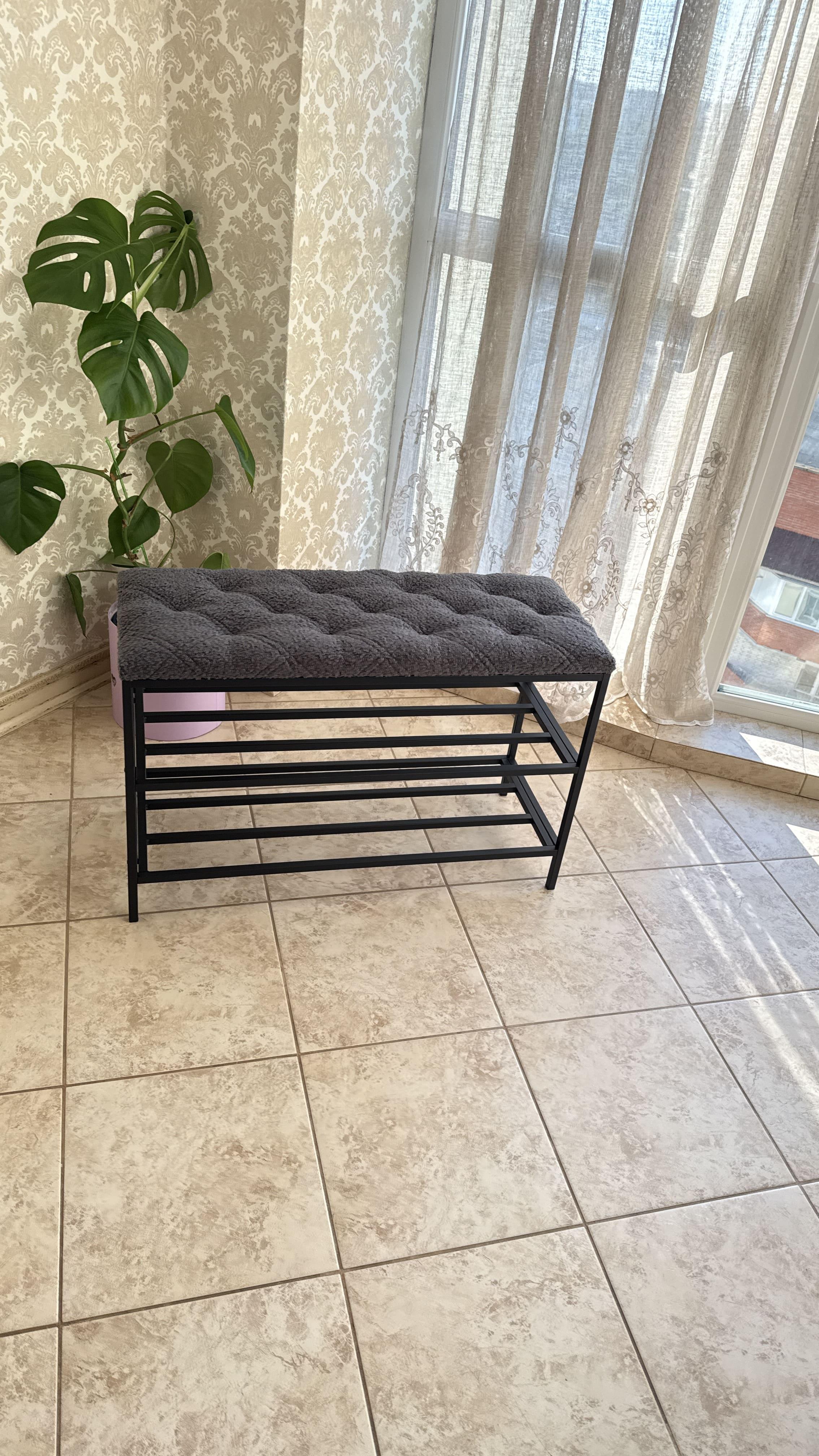 Банкетка Тедді букле 100 см Темно-сірий (5454)