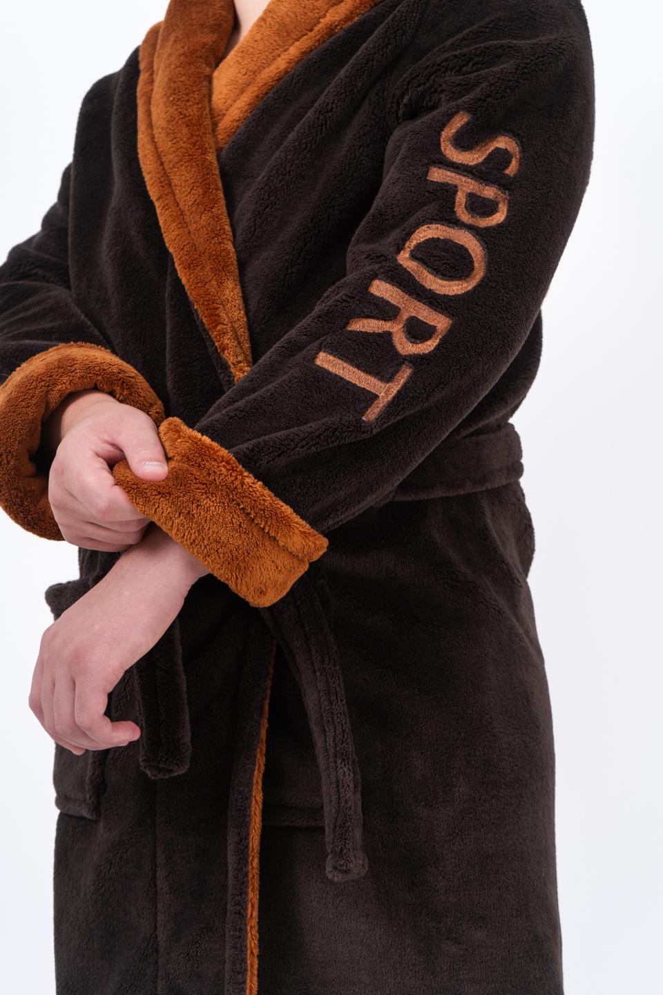 Халат чоловічий UT Store HTM01 4XL Темно-коричневий з коричневим - фото 3