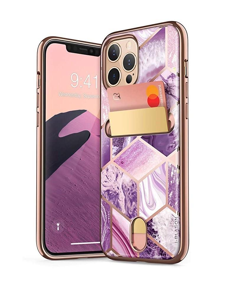 Противоударный чехол с отделением для карт i-Blason Cosmo Wallet для Iphone 12 Pro Max (6.7") Purple