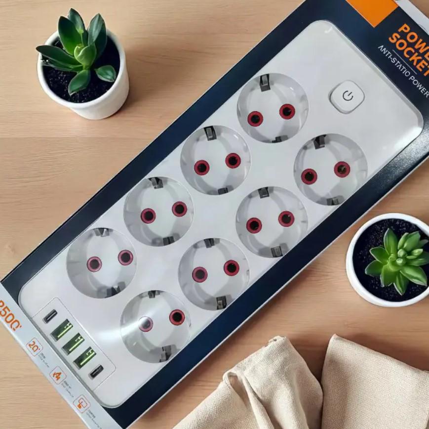 Удлинитель Power Socket 5 м 8 розеток и три USB 2500 Вт (2104618792) - фото 8