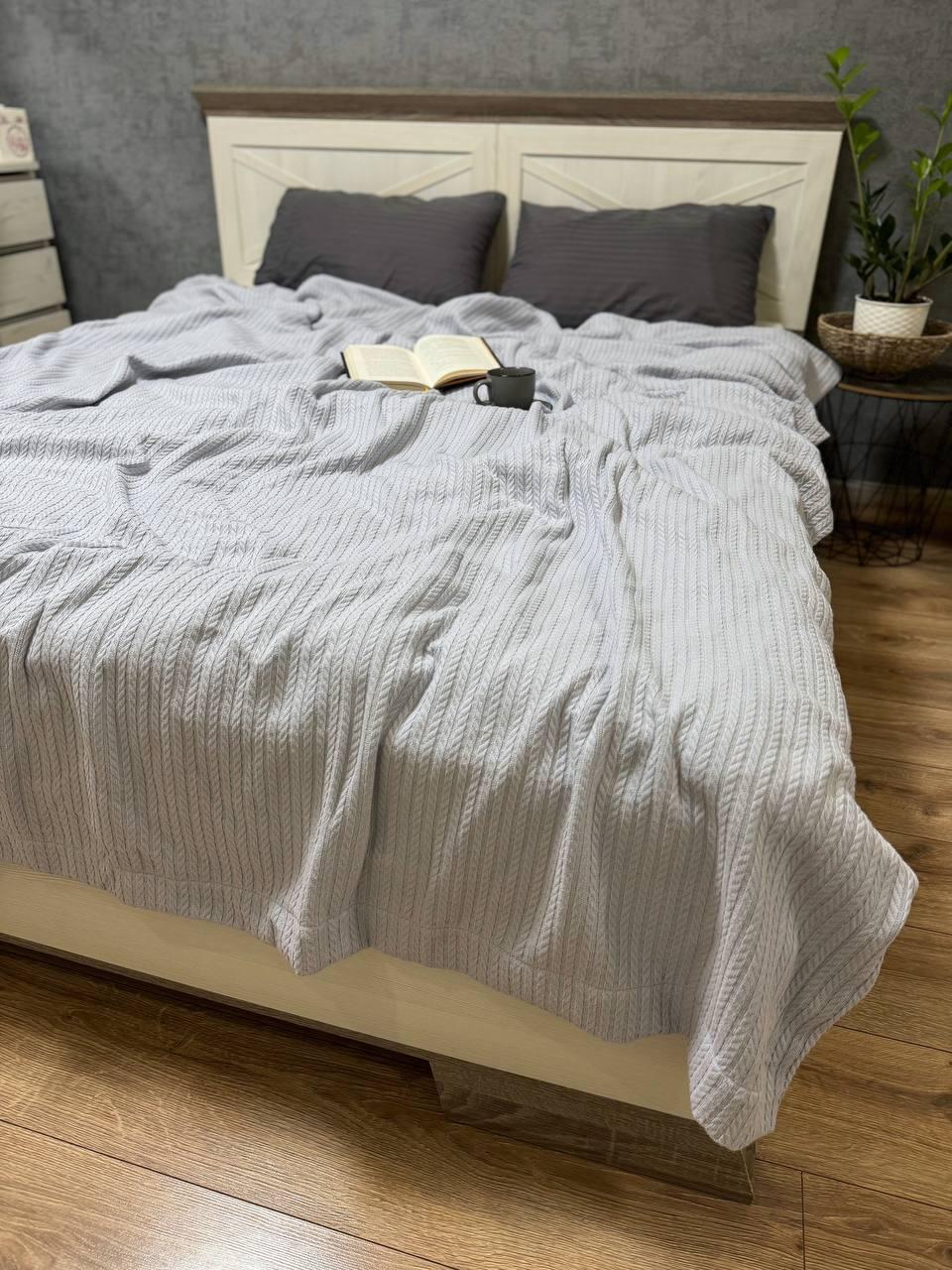 Плед Косичка пике легкий евро Серый (ВЕ2200В-03)