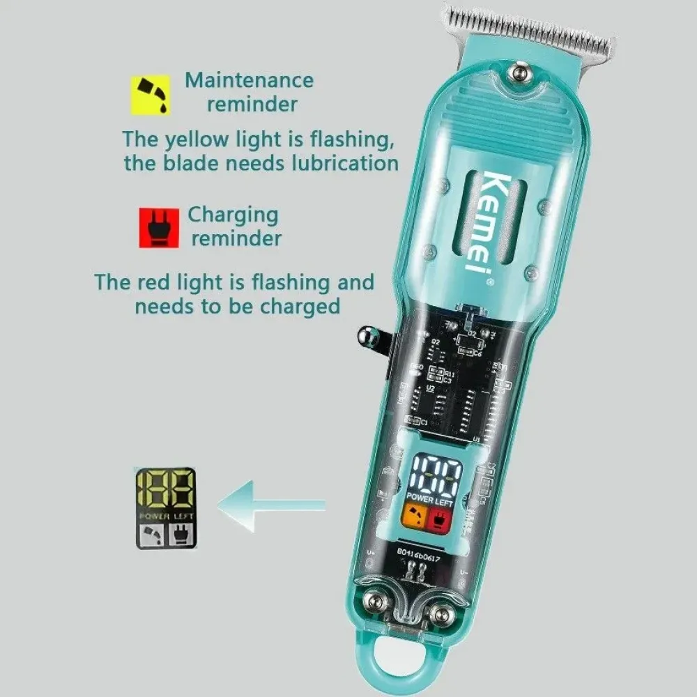 Машинка для стрижки Kemei KM-1133 Professional Transparent Green (42800-KM-1133_451) - фото 3