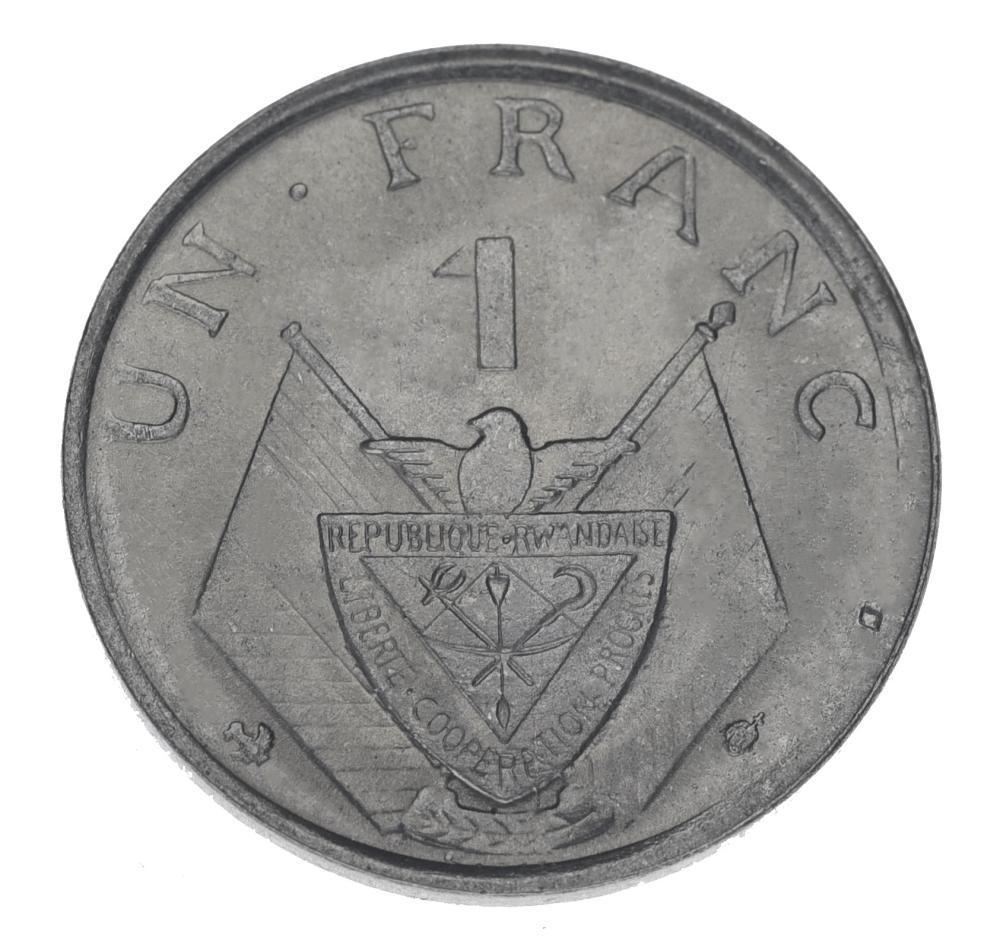 Коллекционная монета Руанда 1 франк 1965 AU-UNC (М16809)