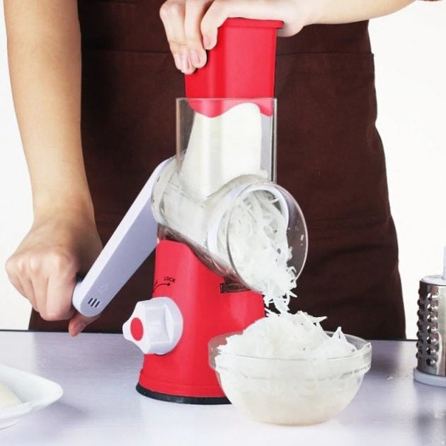 Овочерізка Tabletop Drum Grater Kitchen Master 3 насадки Red (tf5726) - фото 8 Овочерізка Tabletop Drum Grater Kitchen Master 3 насадки Red (tf5726) - фото 8