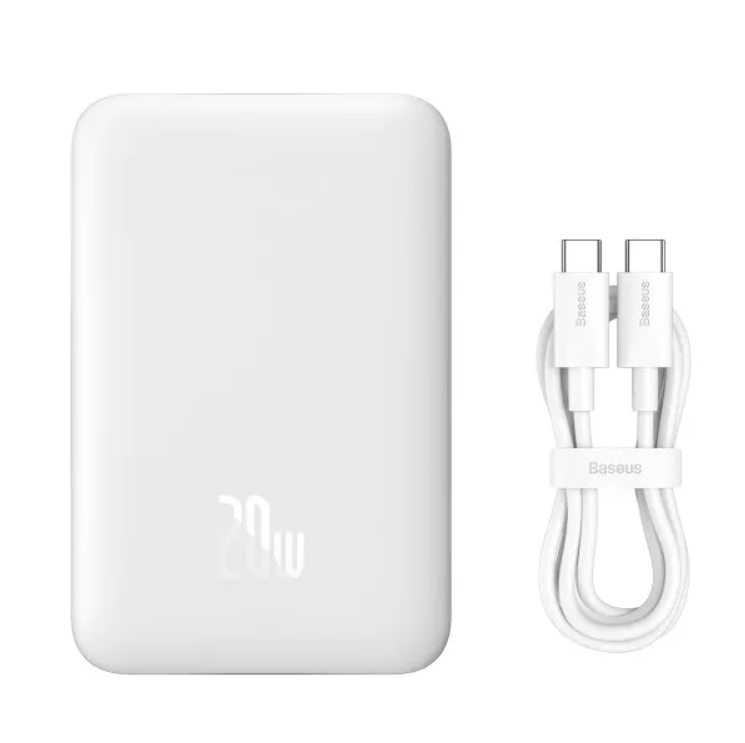 Повербанк BASEUS Magnetic Mini 2в1 QC3.0+PD3.0 з швидкою зарядкою 10000 mAh 20W/15W Білий (PPCX030002)